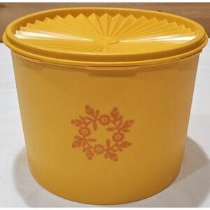 Vintage Tupperware Canister Harvest Gold Yellow Container w Lid Made in USA
